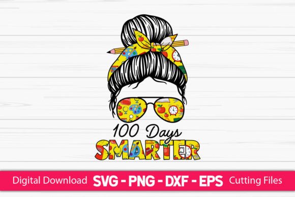 100 Days of Smarter Girls Messy Bun Graphics for Crafts and Blogs
