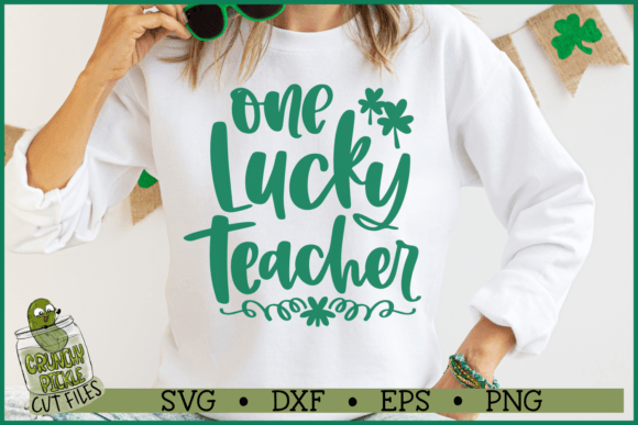 One Lucky Teacher SVG File: A Festive Graphic Design Asset for Crafts and Local Branding