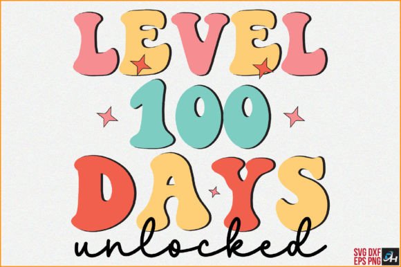 Retro Level 100 Days Unlocked: A Versatile Graphic Design Asset for Crafts and Graphics