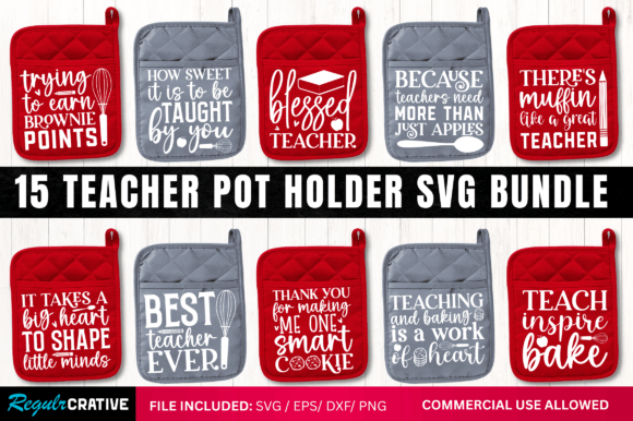 Teacher Pot Holder SVG Bundle for Crafts and Graphics